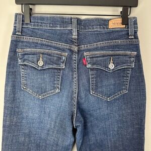 Levi's 512 Jeans Women 8 Short Blue Dark Wash Perfectly Slimming Boot Distressed